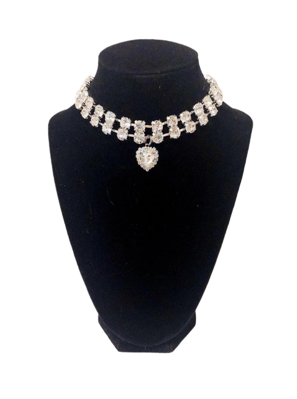 Pet Necklace 2 Strand Magnetic Crystal Diamond Heart