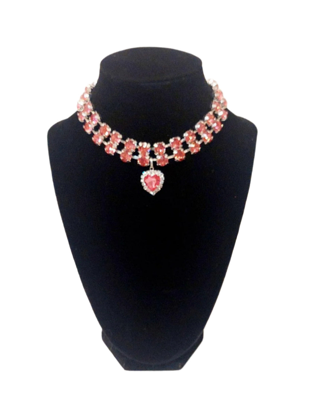 Pet Necklace 2 Strand Magnetic Crystal Diamond Pink