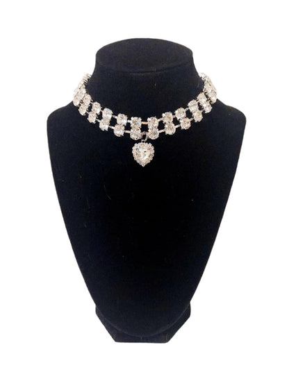 Pet Necklace 2 Strand Magnetic Crystal Diamond Heart
