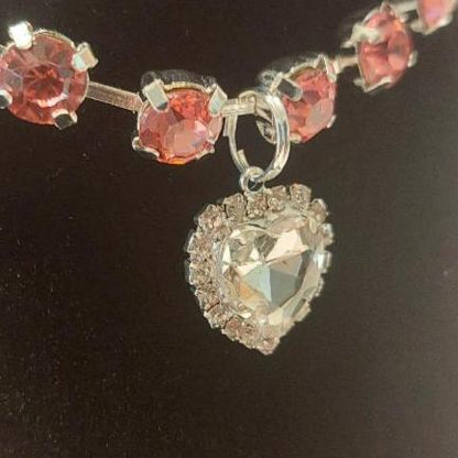 Pet Necklace Princess Pink Diamond Heart