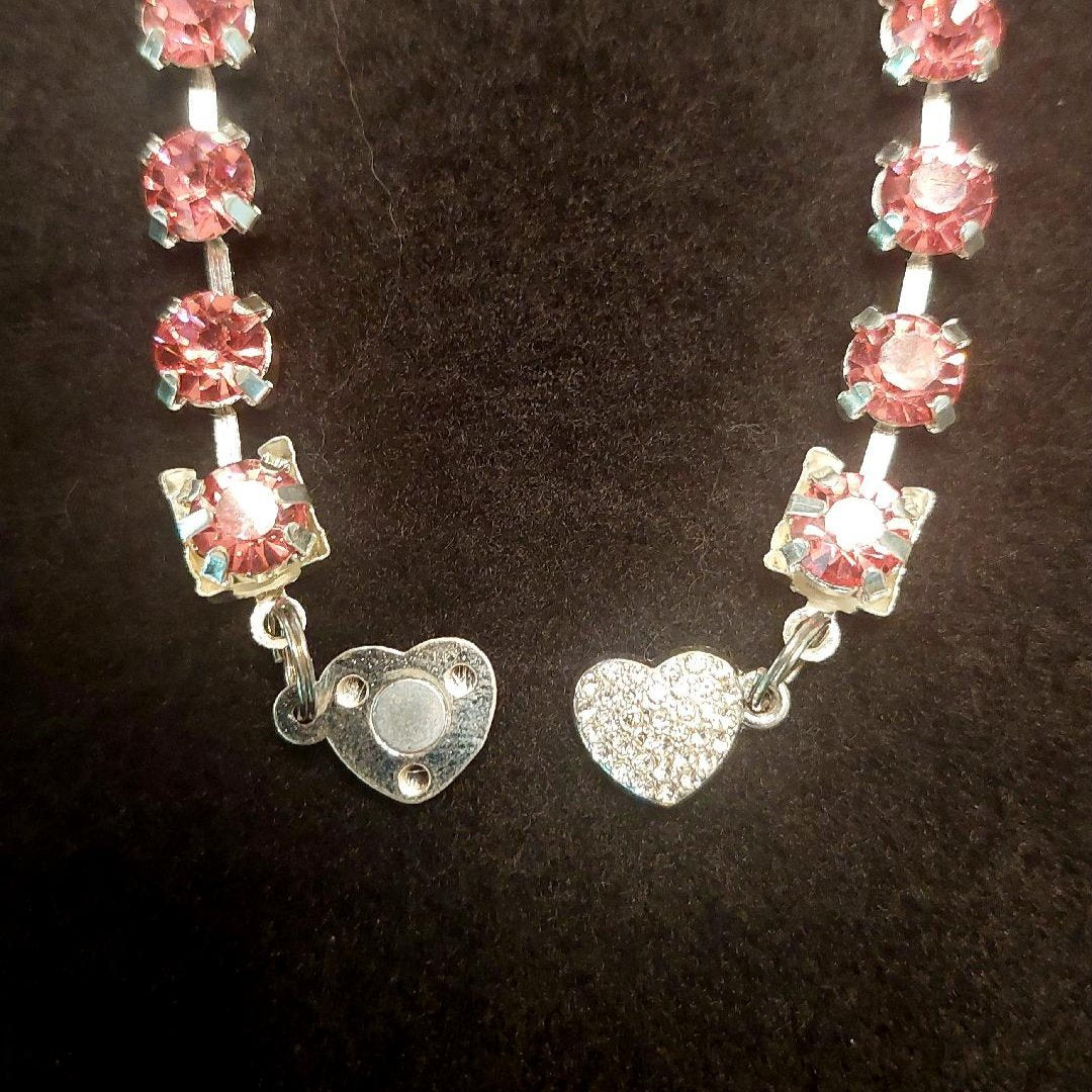 Pet Necklace Princess Pink Diamond Heart